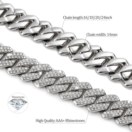 Vista 2 de UILZ Cadena cubana de eslabones cubanos para hombre, oro de 18 quilates, plata de Miami, cadena cubana de 182024 pulgadas, joyería de hip hop