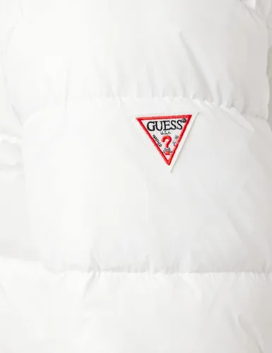 Vista 3 de GUESS Chaqueta acolchada de peso medio para hombre con capucha extraíble, Carmesí
