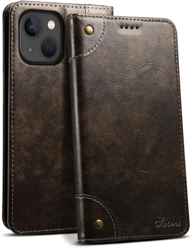 Vista 12 de SINIANL Funda compatible con iPhone 15, funda de piel azul con soporte magnético, soporte para tarjetas de crédito, funda tipo cartera