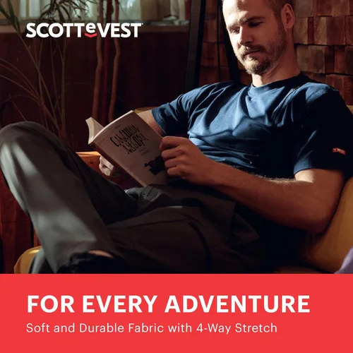 Vista 5 de SCOTTeVEST Action Adventure - Pantalones de viaje para hombre, 17 bolsillos ocultos, ropa exterior transpirable repelente al agua para jugar al golf