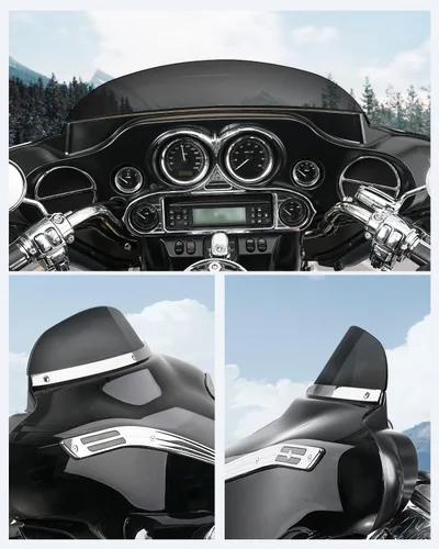 Vista 6 de Benlari Parabrisas negro de 5 pulgadas para Harley 1996-2013 Davidson Touring Street Glide Electra Glide Ultra Classic FLHTK FLHTI FLHT FLHTCU Tri