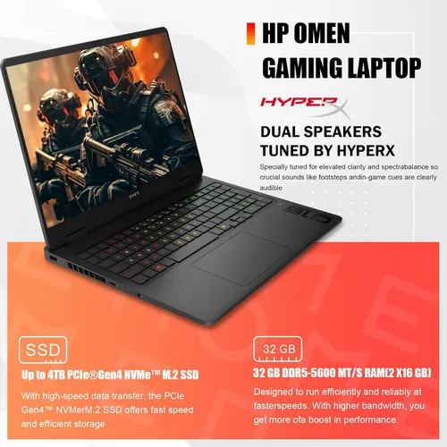 Vista 2 de HP OMEN 16 - Laptop para juegos, Intel Core Ultra 9 285H (>i9-14900), GeForce RTX 5070, PC AI Copilot IPS de 16 pulgadas 144Hz, 32 GB DDR5 RAM, SSD