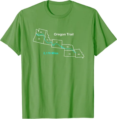 Vista 23 de Route Map of The Oregon National Historic Trail T-Shirt Asphalt Grey