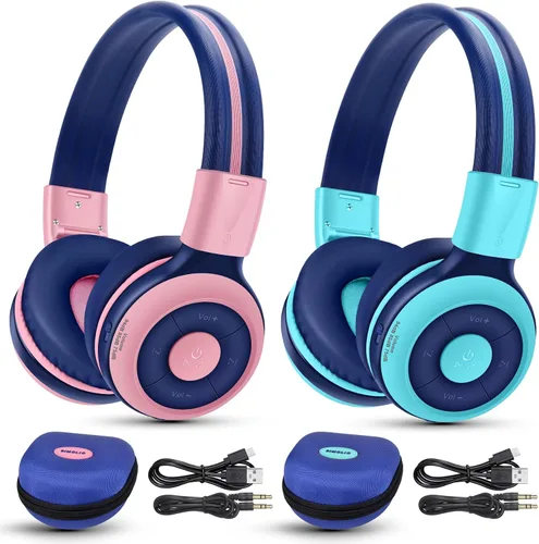 Vista 13 de SIMOLIO Auriculares inalámbricos para niñas, Bluetooth plegables para niños, con micrófono y volumen limitado, auriculares estéreo sobre la oreja