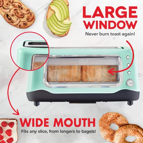 Vista 2 de DASH Tostadora con ventana transparente - Diseño compacto con 7 niveles de tueste y ventana transparente, tostador grande de ranura extra ancha