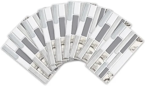 Vista 9 de Alwayspon Adhesivo de transferencia de azulejos con efecto mármol, adhesivo autoadhesivo para pared, calcomanías de azulejos para decoración