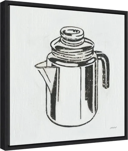 Vista 2 de Amanti Art Lienzo enmarcado para pared, 16 x 16 pulgadas, cafetera retro (cocina) por Kathrine Lovell, lienzo enmarcado para pared, obras de arte