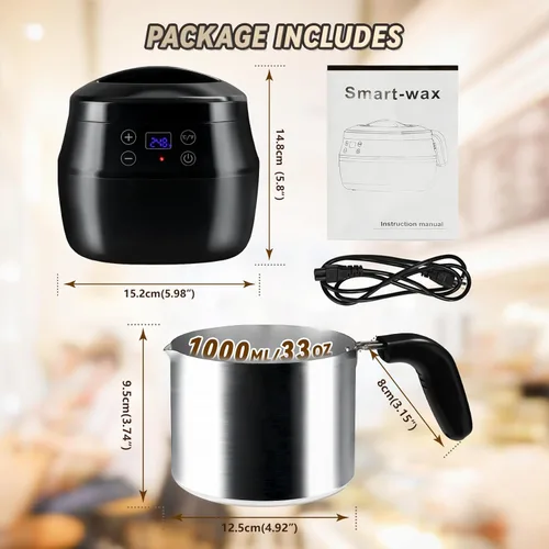 Vista 9 de TCFUNDY Olla para fabricar cera de velas, fabricante de velas eléctrico de 1 litro, 200 W, con pantalla digital de temperatura, con olla de aluminio