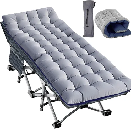 Vista 20 de Slsy Catre de camping plegable para adultos con almohadilla, catres de dormir portátiles acolchados, cama de campamento con bolsa de transporte