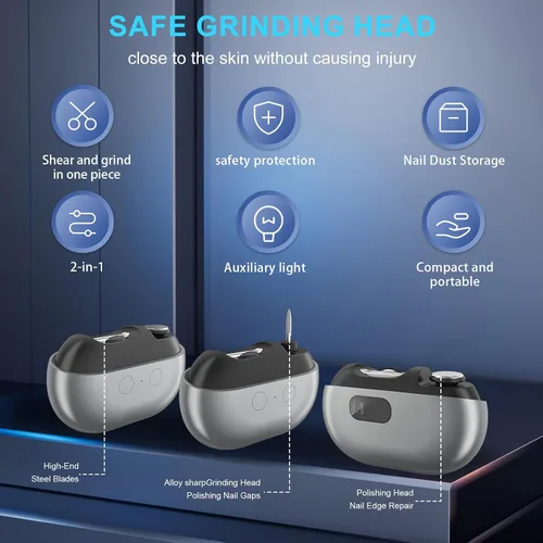 Vista 4 de Fanyil easyclip - Cortaúñas inteligente para personas mayores, herramienta eléctrica de cuidado de uñas con luz LED, recortadora de uñas sin dolor