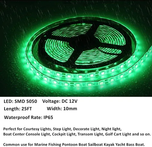 Vista 3 de Luces LED de barco de 25 Pies, tira de luces LED de pontón marino impermeable, luz interior de cubierta de barco, accesorios de barcos, iluminación