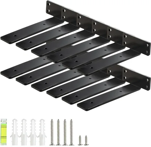 Vista 9 de HEART ART Soportes flotantes para estantes de 6 pulgadas, color negro resistente, paquete de 2 6 pulgadas de largo x 1.3 pulgadas de alto x 1.3