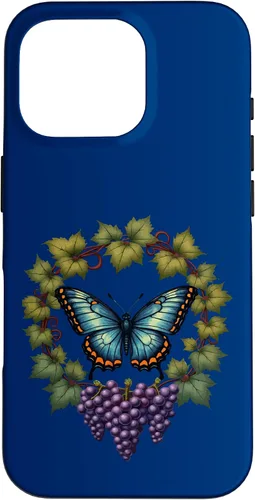 Vista 20 de Blue Winged Diana Fritillary Butterfly and Grape Vine Case for iPhone XR