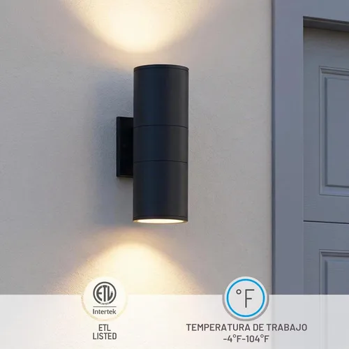 Vista 2 de LEONLITE Paquete de 2 luces de pared cilíndrica para exteriores de 12
