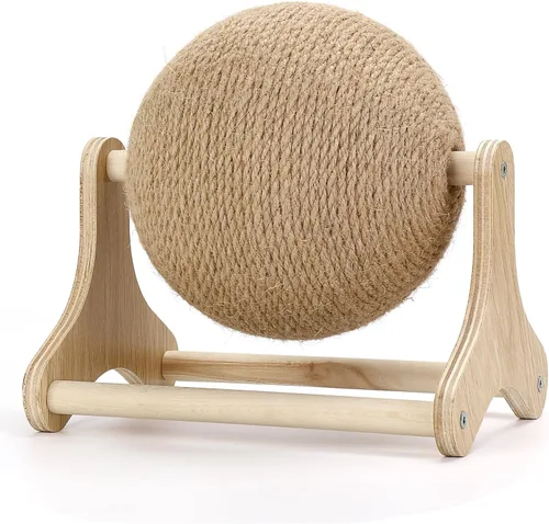 Vista 8 de Outamateur Sisal - Bola rascador para gatos con soporte estable, juguete interactivo para ejercicio, pelota rascador de sisal para mascotas