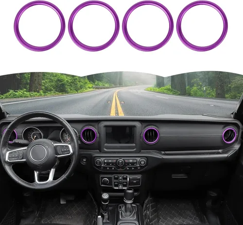 Vista 10 de Hoolcar – Anillo para ventilación de aire acondicionado interior, accesorios compatibles con Jeep Wrangler JL JLU y Gladiator JT 2018-2023, aleación