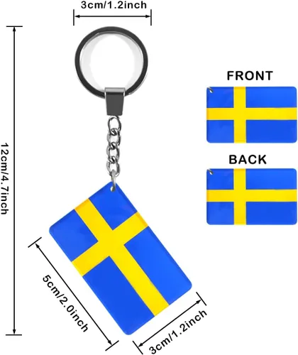 Vista 2 de QQSD Llavero con la bandera de Suecia (2 unidades), Sweden