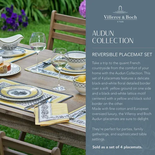 Vista 2 de Villeroy and Boch Audun - Manteles individuales reversibles de tela de algodón estampados, 14 x 20 pulgadas, juego de 4 Multicolor