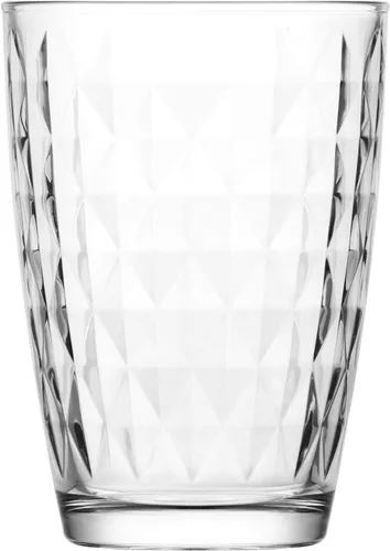 Vista 5 de LAV Juego de 6 vasos de vidrio transparente de 14 onzas, juego de vasos de agua para el hogar y la cocina