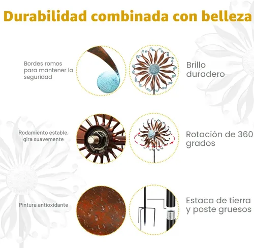 Vista 5 de LimeHill Molinillos de viento grandes de metal para exteriores para patio y jardín, esculturas de viento cinéticas y molinillos con estaca