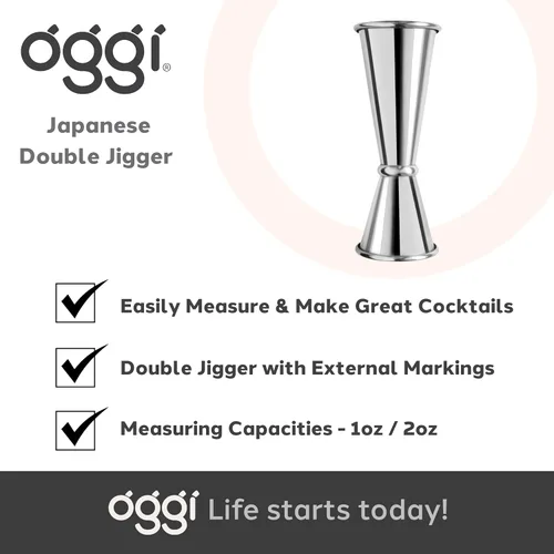 Vista 7 de OGGI Jigger japonés para bartending, doble jigger de 2 onzas, 1 oz, 1.0 fl oz/2.0 fl oz, Jigger de tiro medidor, accesorios ideales para barman