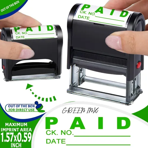 Vista 5 de Sellos de pago en línea autoentintados personalizados para suministros comerciales, sellos de goma personalizados para suministros de oficina (rojo)