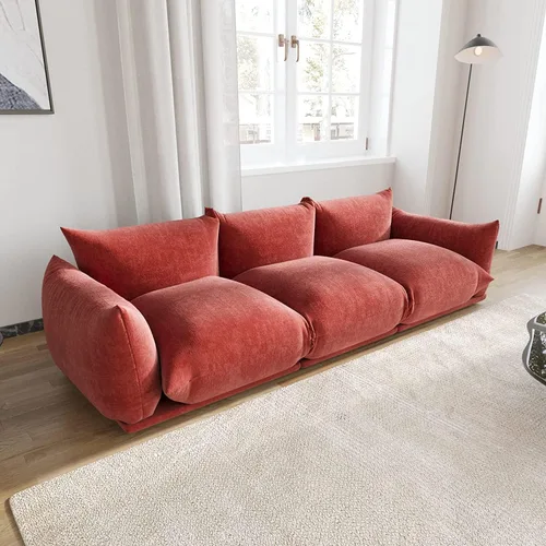 Vista 7 de JACH Mid-Century - Sofá modular moderno de felpilla para sala de estar, sofás minimalistas profundos de 3 asientos con cojín grueso, muebles cómodos
