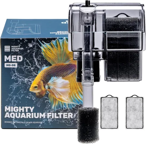 Vista 9 de Mighty Aquarium Filtro Colgante para Acuario - Filtro HOB para Acuario - Filtro Ajustable para Pecera - Filtros de Acuario - Filtro Nano