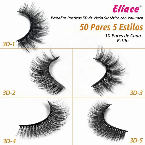 Vista 3 de Eliace Pestañas postizas de aspecto natural, pestañas de ojo de gato, 50