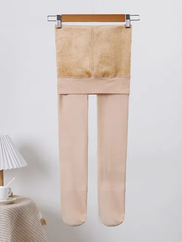 Vista 4 de Verdusa Medias térmicas con forro polar para mujer, medias opacas de cintura alta