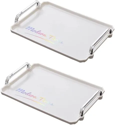 Vista 5 de 2 bandejas para mesa auxiliar (12.3 x 8.3 pulgadas), bandeja decorativa para servir, decoración de bandeja de mesa auxiliar, bandeja para servir
