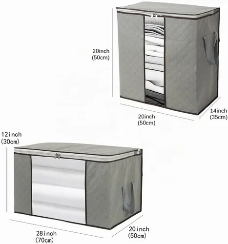 Vista 2 de Szxc Paquete de 2 bolsas de almacenamiento plegables grandes, horizontales + erectas para edredón, manta, ropa, almohada, ventana transparente