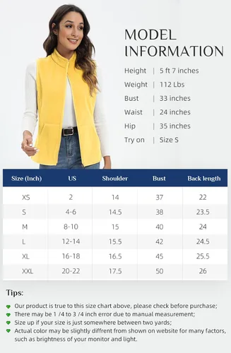 Vista 5 de Xeoxarel Chaleco de forro polar para mujer con 6 bolsillos (XS-2XL)