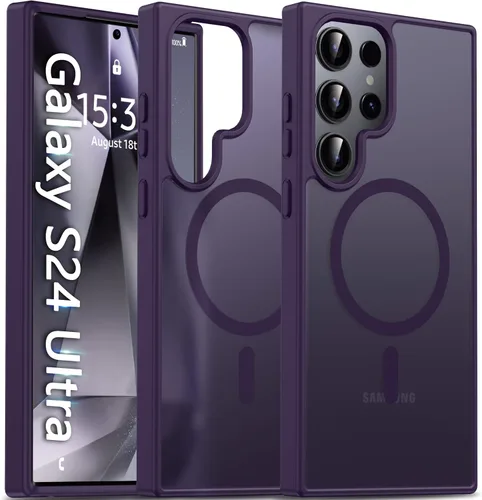Vista 78 de Oterkin Funda magnética para Samsung Galaxy A17 mate, funda de teléfono A17 compatible con MagSafe esmerilada, translúcida, a prueba de golpes Negro