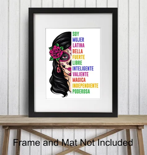 Vista 3 de Arte de pared de mujer latina mexicana, póster motivacional latino, decoraciones para cuartos arte, regalos para mujeres, ninas latino chicano