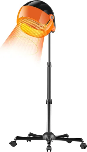 Vista 9 de Happybuy Secador de capó iónico, secador de pelo profesional de 1875 W, temporizador y 3 ajustes de calor, velocidad ajustable, soporte móvil