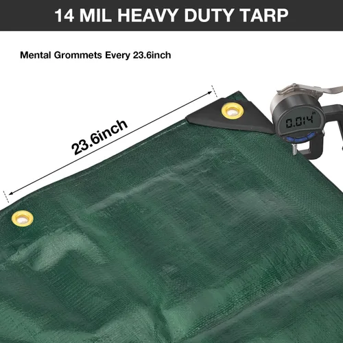 Vista 3 de Pattiumo Lona impermeable de 8 x 10 pies y 14 mil de lona resistente multiusos, cubierta protectora impermeable, resistente a los rayos UV, todo