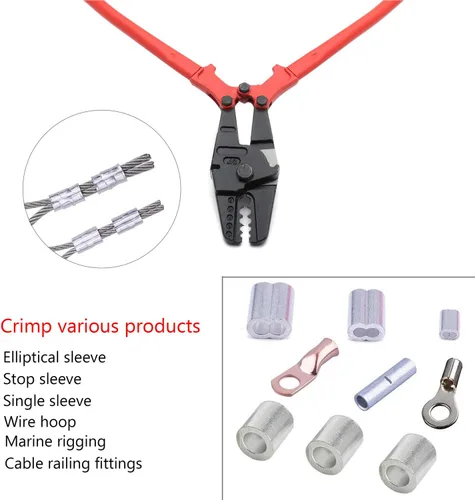 Vista 2 de Herramienta de prensado de cuerda de alambre 24" Hand Swager Crimper Compatible con mangas de aluminio de cobre de 1/16"- 3/16