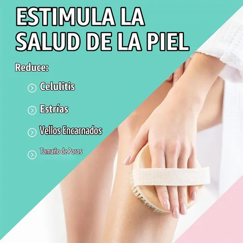 Vista 3 de Cepillo corporal seco (paquete de 1) – Reduce la celulitis, cepillo seco para celulitis y drenaje linfático, cepillo exfoliante con nódulos
