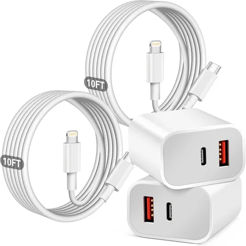 Vista 12 de Cargador A/C de doble puerto para iPhone 17 16 15, doble cargador USB A/C, bloque de carga rápida, paquete de 2 cargadores USB C rápidos de carga