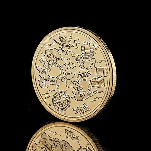 Vista 4 de Joygulls Treasure Island Bay Moneda Cráneo Barco Pirata Challenge Coin