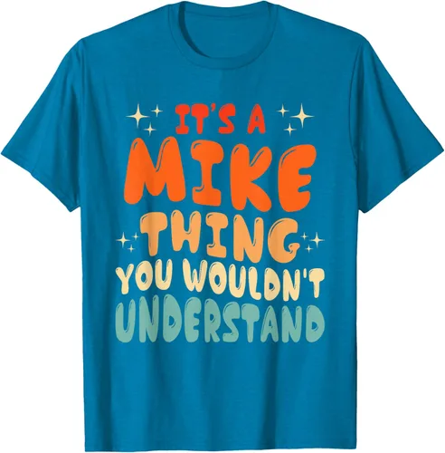 Vista 10 de Camiseta retro de los años 80 con texto en inglés "It's A Mike Thing You Wouldn't Understand", Negro