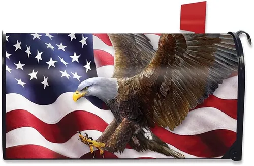 Vista 6 de Briarwood Lane - Funda grande y extragrande para buzón patriótica con águila americana