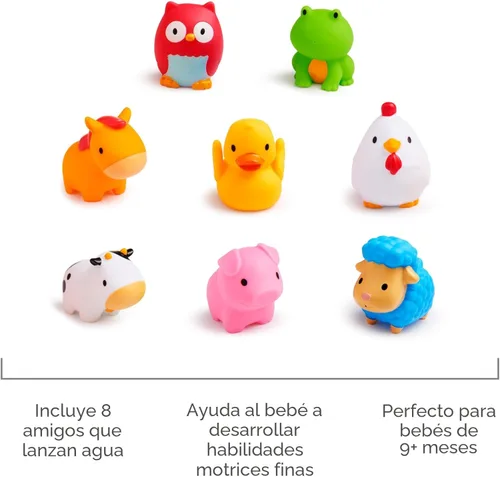 Vista 4 de Juguete lanzaagua para baño de Munchkin, 5", Amigos del corral