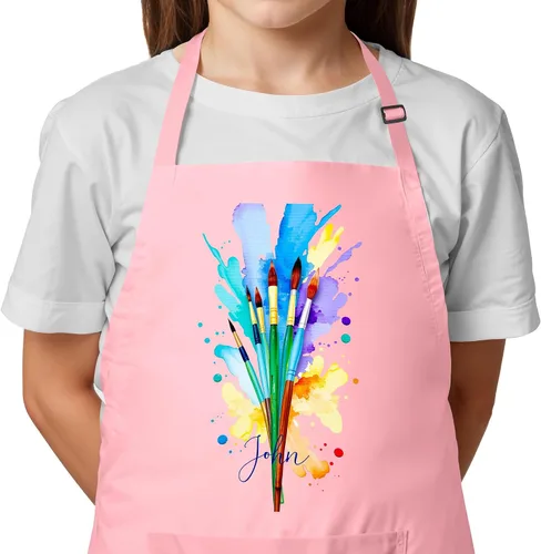 Vista 8 de Delantal con nombre personalizado para pintar y manualidades, delantal personalizado, regalo de calcetín de Navidad para niños y niñas Blanco