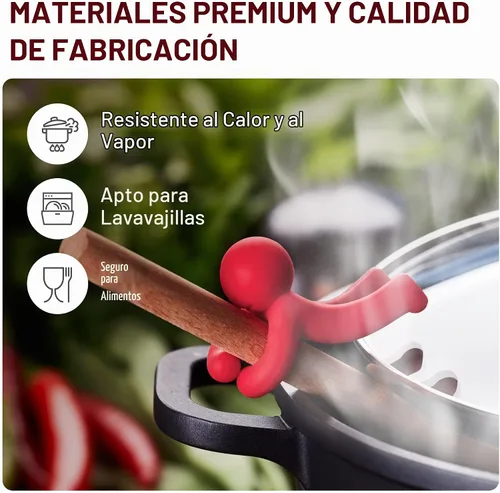 Vista 6 de Hug Doug - Soporte para cuchara y elevador de tapa para evitar que la cuchara se caiga, soporte de cuchara de silicona, soporte para cuchara