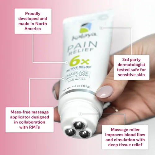 Vista 3 de Kalaya Crema para aliviar el dolor con árnica de acción rápida para aliviar el dolor articular y muscular, 6 ingredientes naturales, aplicador