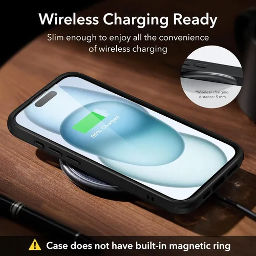 Vista 6 de ESR Funda para iPhone 14 Pro, 3 Modos de Soporte, Protección contra Caídas de Grado Militar, Compatible con Carga Inalámbrica, Cubierta Trasera