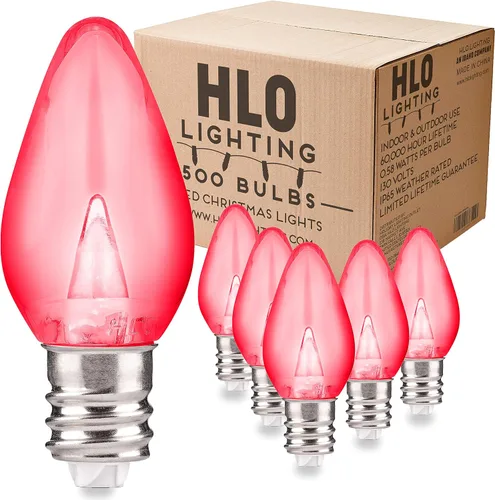 Vista 10 de Enchufe de iluminación navideña LED liso C7 verde azulado bombillas de repuesto para enchufes E12, grado comercial de bajo consumo, 2 bombillas