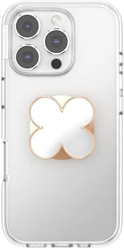 Vista 4 de PopSockets PopTop, agarre adhesivo para teléfono con parte superior intercambiable, esmalte - trébol oro rosa